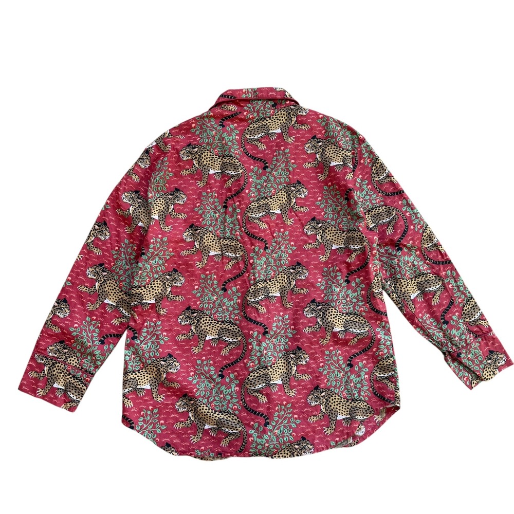 Printfresh Women Red Leopard Cotton Pajama Set Long Sleeve Top & Pants Large - Picture 5 of 14